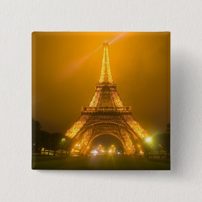 France, Paris. Eiffel Tower illuminated at 3 Button (Front)