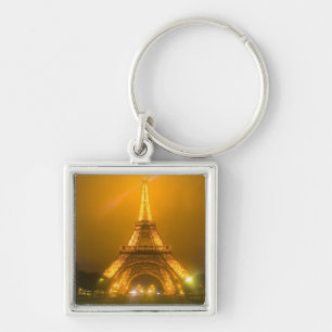 France, Paris. Eiffel Tower illuminated at 3 Keychain