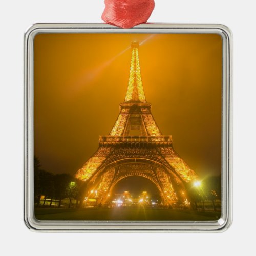 France Paris Eiffel Tower illuminated at 3 Metal Ornament