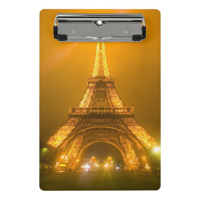 France, Paris. Eiffel Tower illuminated at 3 Mini Clipboard (Front)