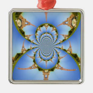 France Paris Eiffel Tower Kaleidoscope Blue Lovely Metal Ornament