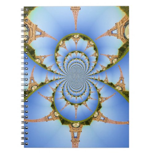 France Paris Eiffel Tower Kaleidoscope Blue Lovely Notebook