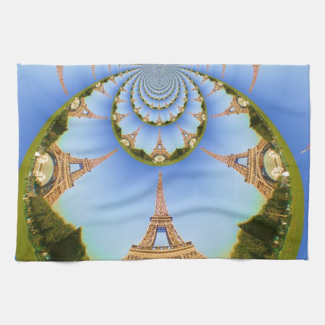 France Paris Eiffel Tower Kaleidoscope Blue Lovely Towel (Horizontal)
