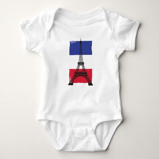 France Paris French Flag Baby Bodysuit (Front)