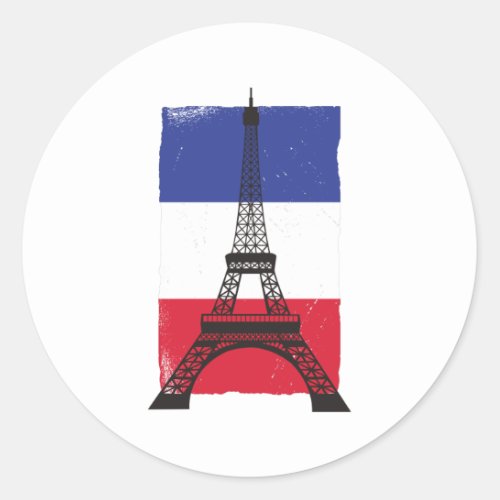 France Paris French Flag Classic Round Sticker