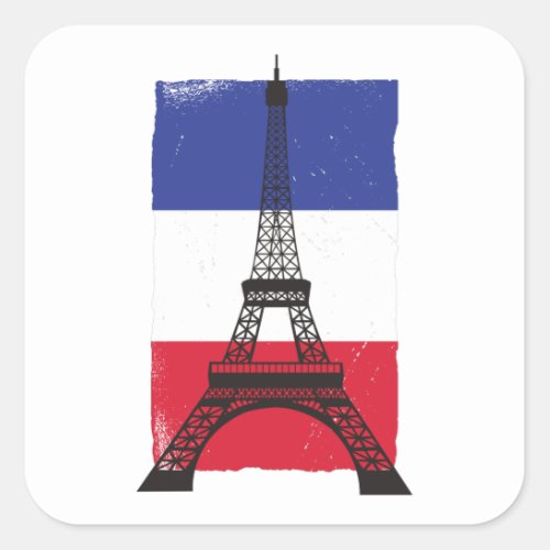 France Paris French Flag Square Sticker