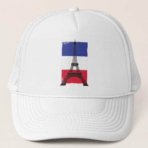 France Paris French Flag Trucker Hat