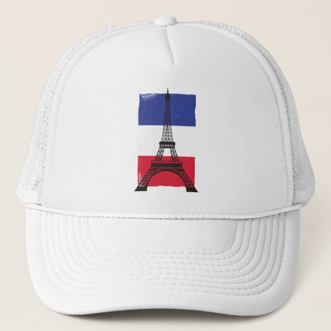 France Paris French Flag Trucker Hat (Front)