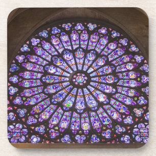 France, Paris. Interior detail of stained glass Beverage Coaster
