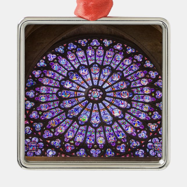 France, Paris. Interior detail of stained glass Metal Ornament (Front)