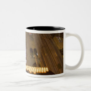 France, Paris. Interior of Notre Dame Cathedral. Two-Tone Coffee Mug