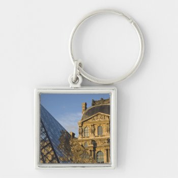 France  Paris  Louvre Museum And The Pyramid  Keychain by takemeaway at Zazzle