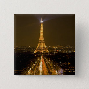 France, Paris. Nighttime view of Eiffel Tower Button