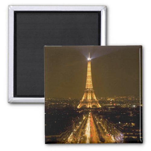 France Paris Nighttime view of Eiffel Tower Magnet