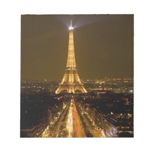 France Paris Nighttime view of Eiffel Tower Notepad