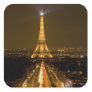 France, Paris. Nighttime view of Eiffel Tower Square Sticker