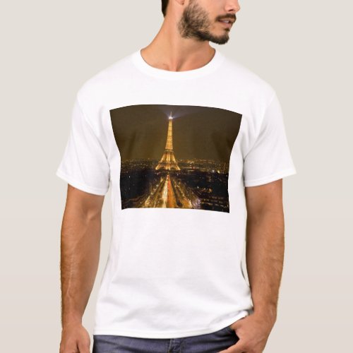 France Paris Nighttime view of Eiffel Tower T_Shirt