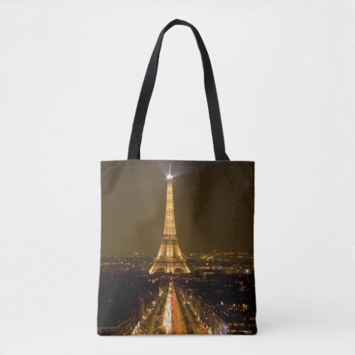 France Paris Nighttime view of Eiffel Tower Tote Bag