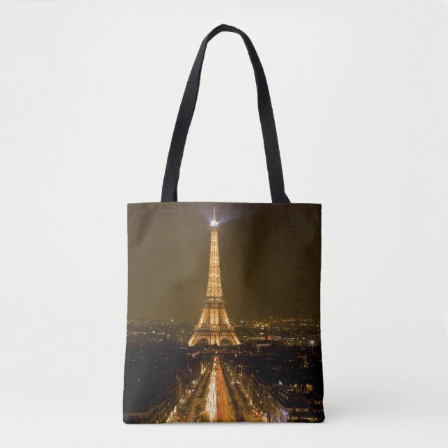 France, Paris. Nighttime view of Eiffel Tower Tote Bag (Front)