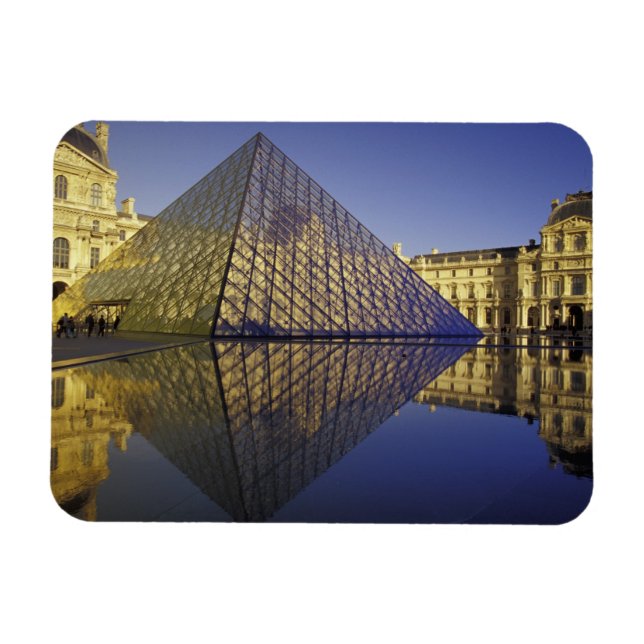 FRANCE, Paris Reflection, Pyramid. The Louvre Magnet (Horizontal)