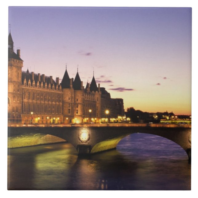 France, Paris, River Seine and Conciergerie at Ceramic Tile (Front)