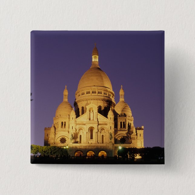 France, Paris, SacrÃ©-Coeur at dusk. Button (Front)