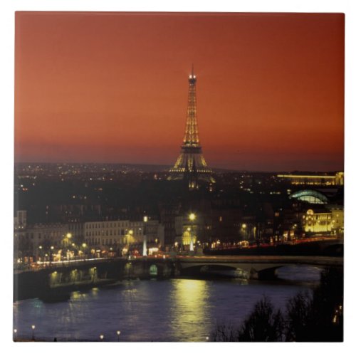 France Paris Sunset view of Eiffel Tower and Ceramic Tile