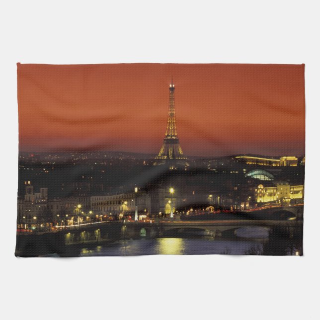 France, Paris Sunset view of Eiffel Tower and Kitchen Towel (Horizontal)