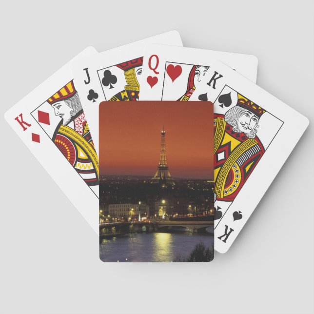 France, Paris Sunset view of Eiffel Tower and Poker Cards (Back)