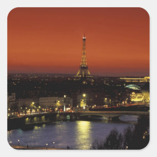 France, Paris Sunset view of Eiffel Tower and Square Sticker