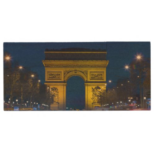 France Paris The Arc de Triomphe and the Wood USB Flash Drive