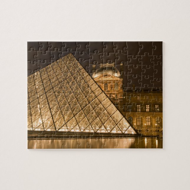 France, Paris. The Louvre at twilight. Credit 2 Jigsaw Puzzle (Horizontal)