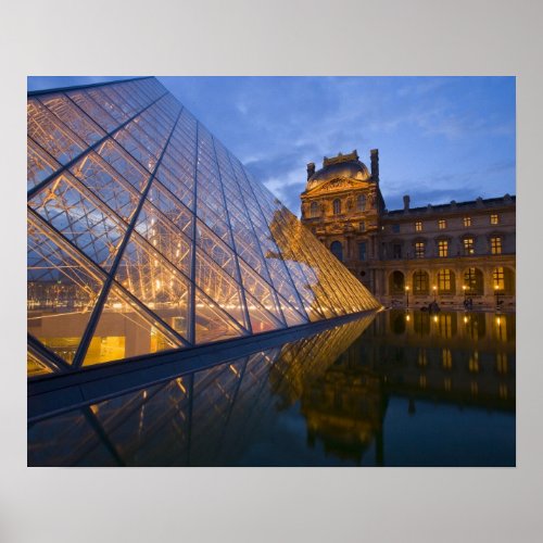 France Paris The Louvre at twilight Credit 3 Poster