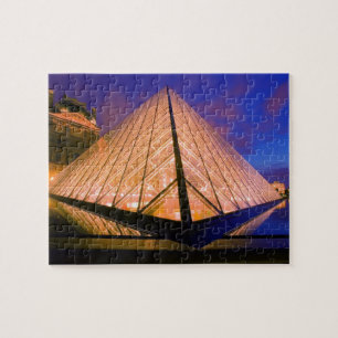France, Paris. The Louvre museum at twilight. 2 Jigsaw Puzzle