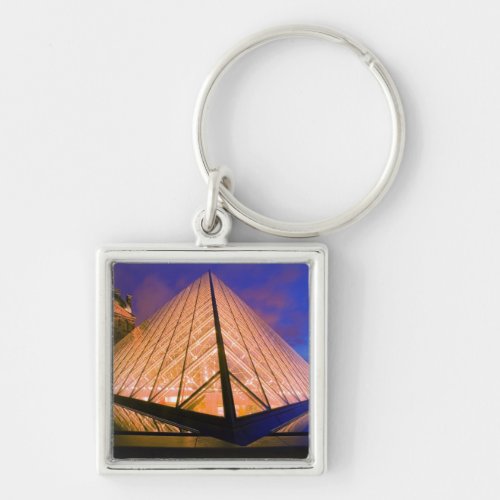 France Paris The Louvre museum at twilight 2 Keychain