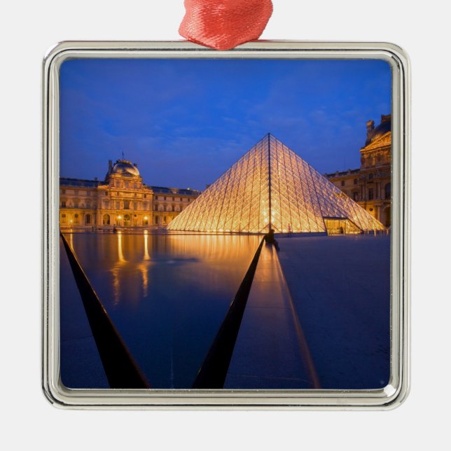 France, Paris. The Louvre museum at twilight. Metal Ornament (Front)