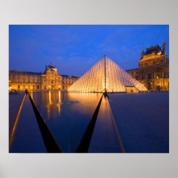 France, Paris. The Louvre museum at twilight. Poster