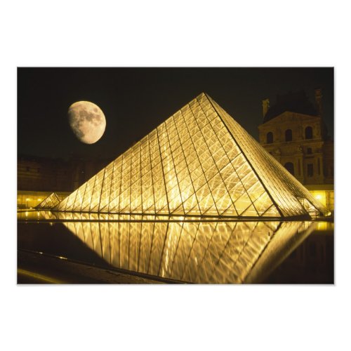 France Paris The Louvre Museum Nighttime Photo Print
