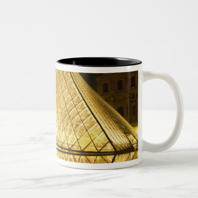 France, Paris, The Louvre Museum, Nighttime Two-Tone Coffee Mug (Right)
