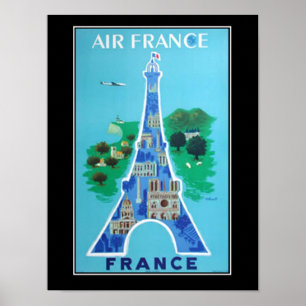 France Paris Travel Vintage poster French