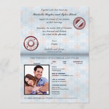 France Passport (rendered-no Glare) Wedding Invitation by Trifecta_Designs at Zazzle