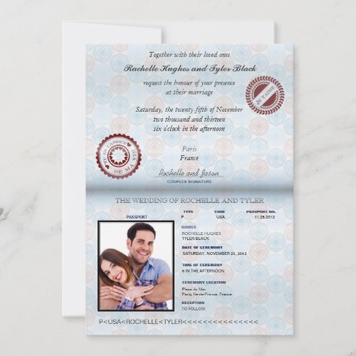 France Passport rendered_no glare Wedding Invitation