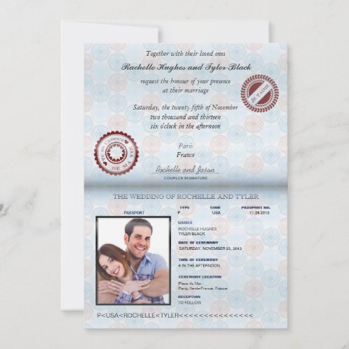 France Passport rendered Wedding Invitation II