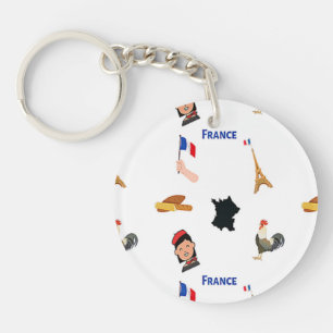 France pattern on white keychain