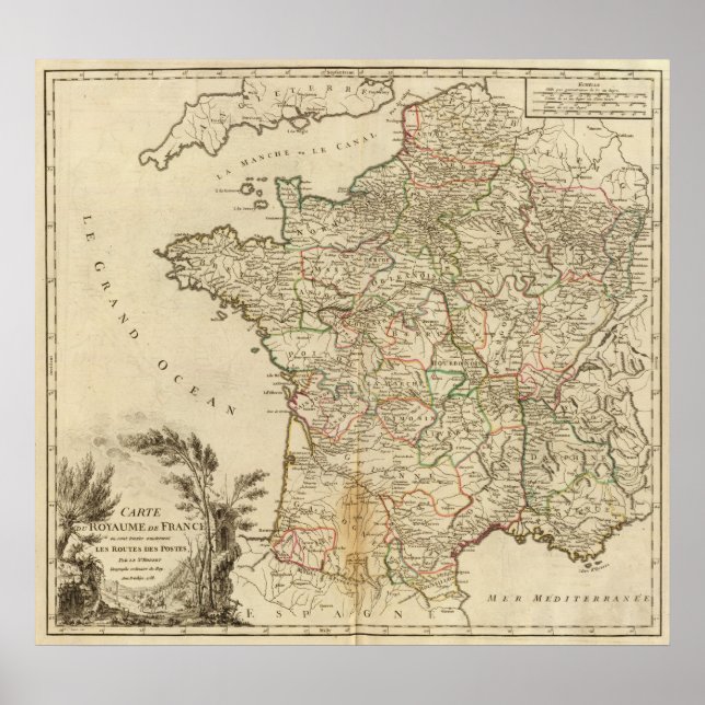 France Postal Roads Poster (Front)