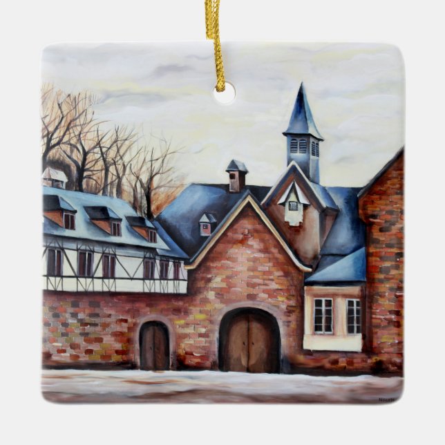 France Provenance Liege Belgium Village Ceramic Ornament (Front)