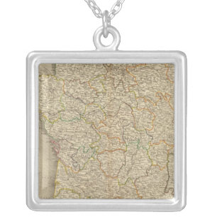 France Provincial Boundaries Silver Plated Necklace