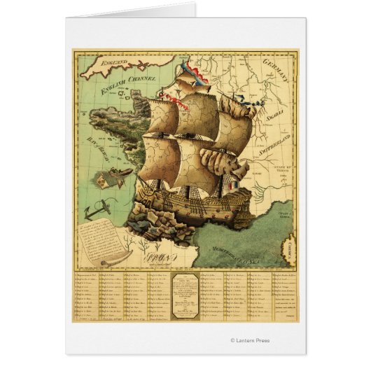France Represented as a ShipPanoramic Map (Front)