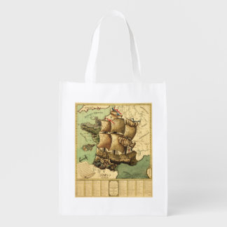 France Represented as a ShipPanoramic Map Reusable Grocery Bag