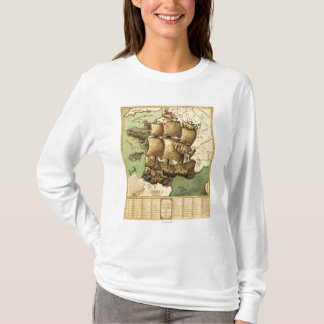 France Represented as a ShipPanoramic Map T-Shirt